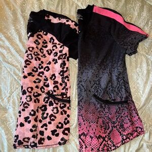 Pink and Black Animal Print Scrub Tops
